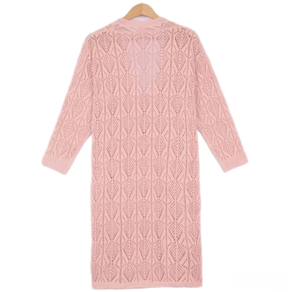 Longline Pink Cardigan Sweater - Picture 3 of 10
